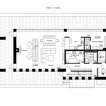 Проект индивидуального жилого дома «Локомотив». План 1-го этажа. Архитектор: Сергей Косинов